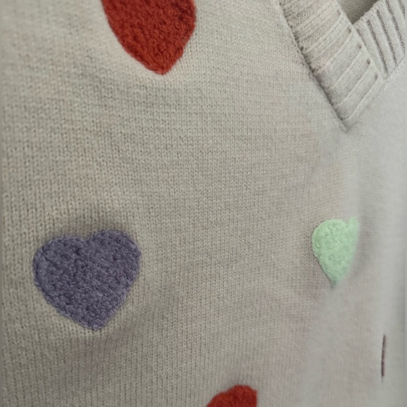 ModCloth Fuzzy Heart V-Neck Sweater XL - Picture 4 of 6